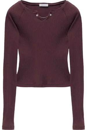 Alexander McQueen Top de canalé con detalle de cadena