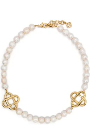 Casablanca Collar de perlas mediano con logo