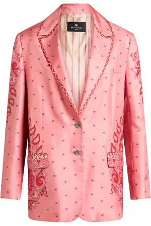 Etro Blazer de seda con estampado de cachemira