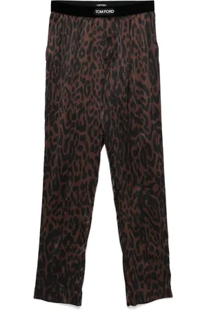 Tom Ford Pantalones de pijama con estampado de leopardo