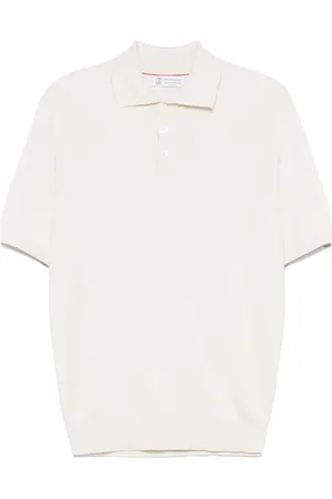 Brunello Cucinelli Playera tipo polo de tejido canalé fino