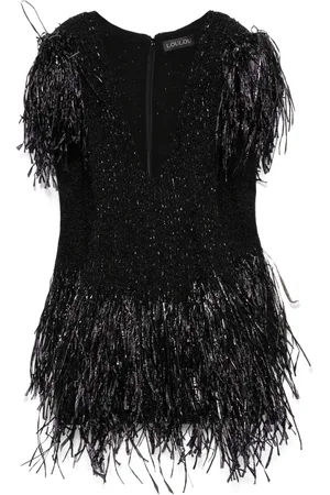 LOULOU Vestido corto con detalle de flecos