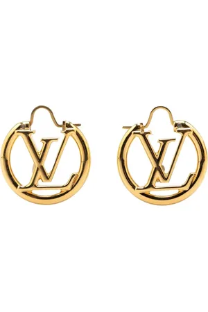 LOUIS VUITTON Aretes Gold Plated Louise Hoop Earrings PM 2024