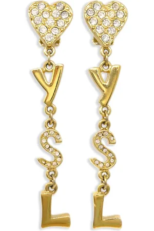 Saint Laurent Aretes de clip con logo YSL 1990-2000