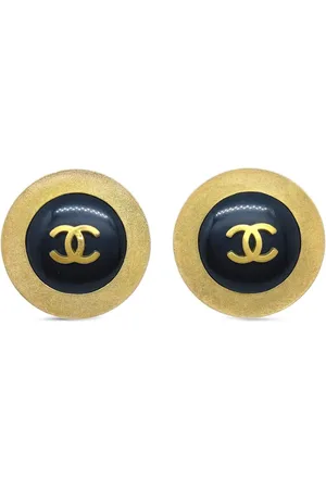 CHANEL Aretes de clip de botón CC 1994
