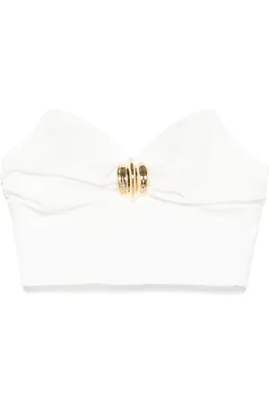 Elisabetta Franchi Top de crepé con detalle de joyas