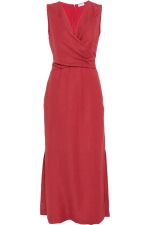 Brunello Cucinelli Vestido midi con cuello en V