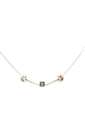 LOUIS VUITTON Collar Silver Plated Crystal Gamble Necklace 2013