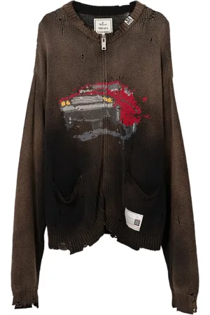 Maison Mihara Yasuhiro Cárdigan con motivo de coche en jacquard