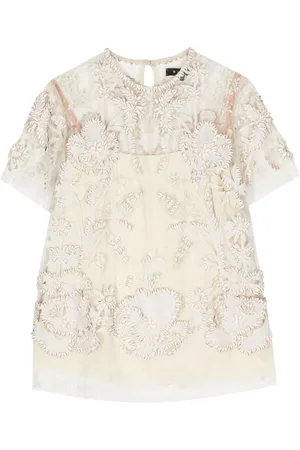 BIYAN Blusa transparente con bordado