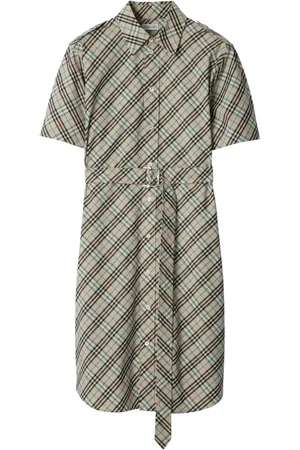 Burberry Vestido camisero corto con motivo de cuadros
