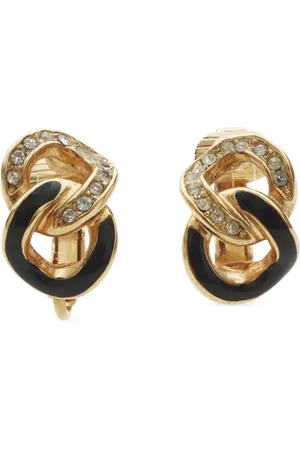 Dior Aretes de clip con strass 1990-2000