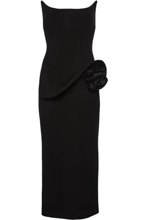MAGDA BUTRYM Vestido midi estilo bustier con aplique floral