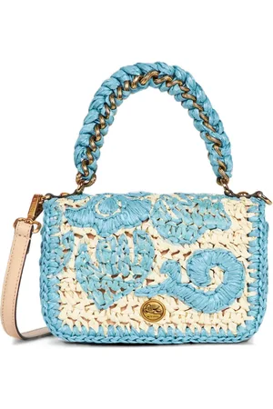Etro Tote de rafia con asa mini