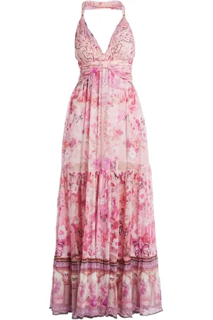 Camilla Vestido The Botanical Novella Bead Strap Gathered Panel
