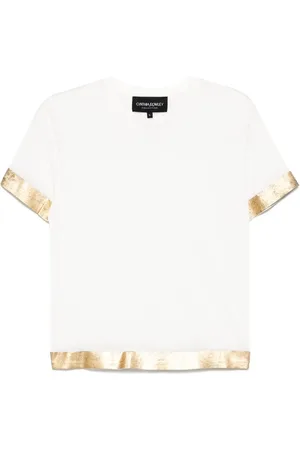 Cynthia Rowley Playera con dobladillo metalizado