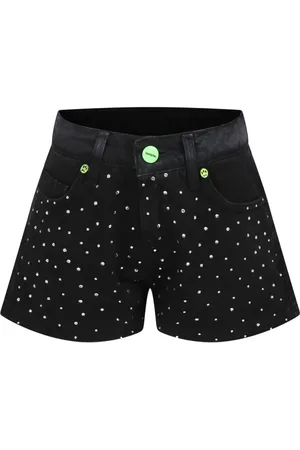 BARROW Shorts de mezclilla con detalles de strass