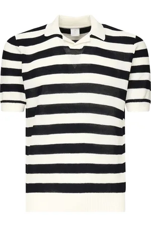 ELEVENTY Playera tipo polo con rayas estampadas