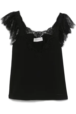Ermanno Firenze Camiseta con ribete de encaje