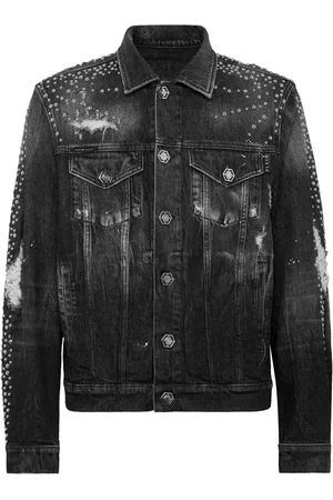 Philipp Plein Chamarra de mezclilla con detalles de apliques
