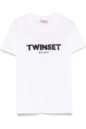 Twin-Set Playera con logo de lentejuelas
