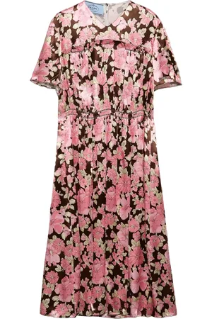 Prada Vestido satinado bordado