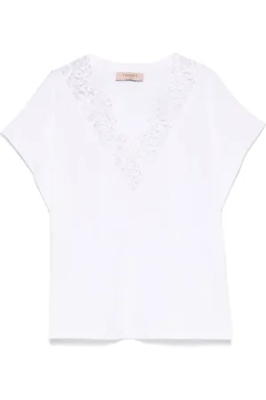 Twin-Set Playera con detalle de encaje