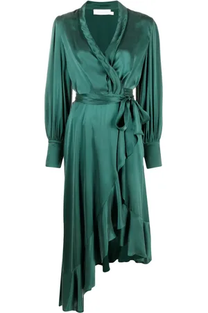 ZIMMERMANN Vestido midi de seda manga larga