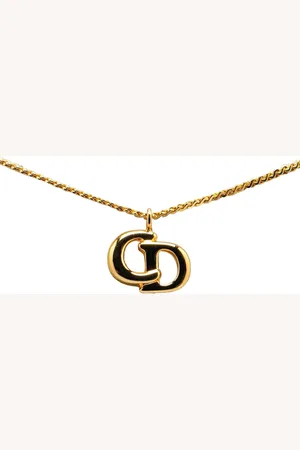 Dior Collar 20th Century Gold Plated CD Logo Pendant Necklace