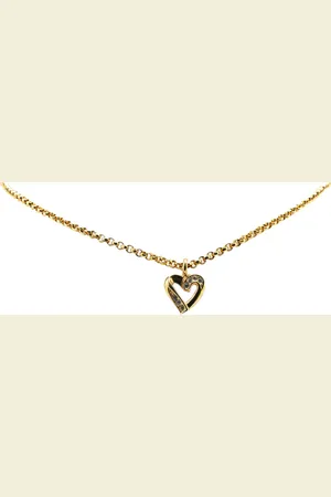 Dior Collar 20th Century Gold Plated Rhinestone Heart Pendant Necklace