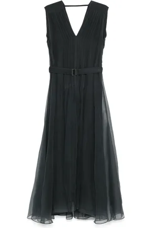Brunello Cucinelli Vestido con pliegues y cinturón