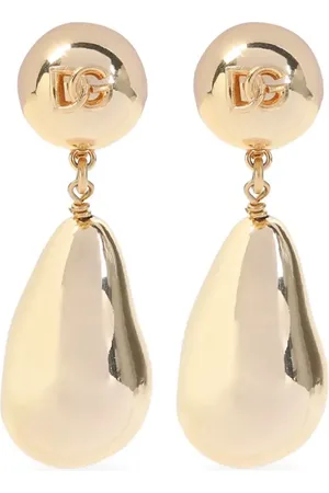 Dolce & Gabbana Aretes de clip con logo bordado