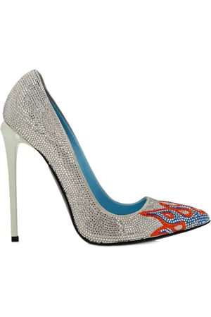 Philipp Plein Zapatillas de gamuza con detalles de strass y tacón de 120mm