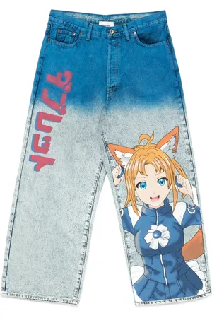 DOUBLET Jeans con estampado anime