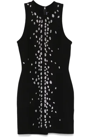 DAVID KOMA Vestido corto con detalles de cristal