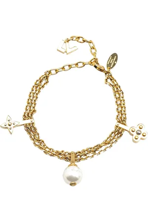 LOUIS VUITTON Pulsera Gold Plated Faux Pearl Charm Bracelet 2007-2024