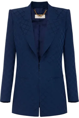 Elisabetta Franchi Blazer satinado con motivo de rombos en jacquard