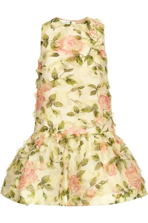 Oscar de la Renta Vestido corto con rosas estampadas