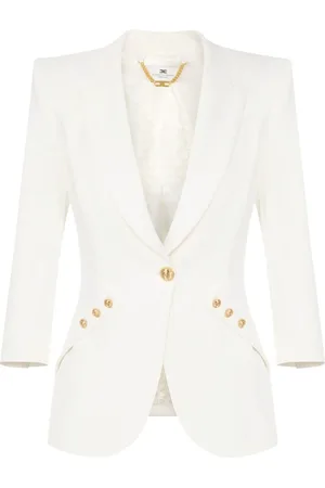 Elisabetta Franchi Blazer de crepé con botones del logo