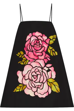 Oscar de la Renta Vestido corto con estampado de rosa