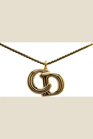 Dior Collar 20th Century Gold Plated CD Logo Pendant Necklace