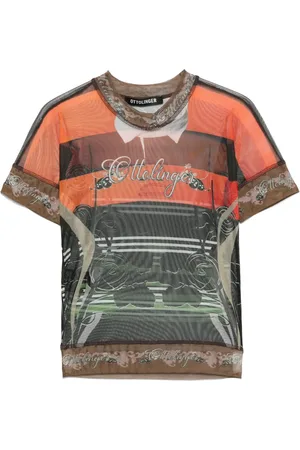 OTTOLINGER Playera de malla con logo estampado