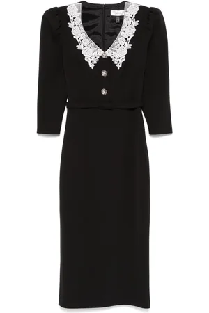 NISSA Vestido midi con cuello de encaje