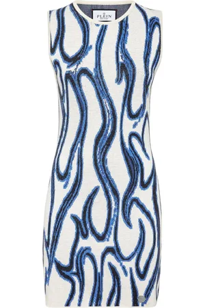 Philipp Plein Vestido corto con motivo de llamas en jacquard