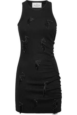 Philipp Plein Vestido corto de canalé con flecos