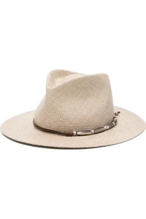 Brunello Cucinelli Sombrero fedora con detalle de mostacillas