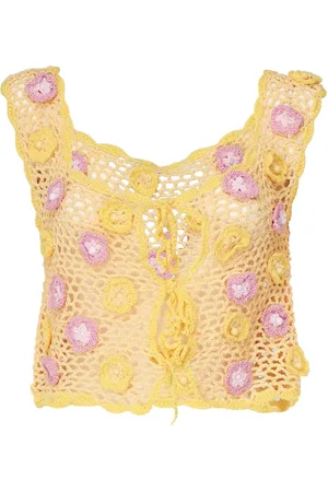 Celia B Top de crochet con estampado floral