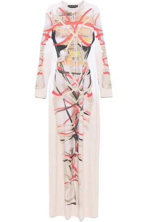 Y / PROJECT Vestido largo con estampado trompe l
