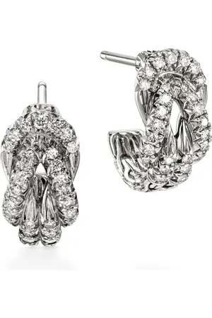 John Hardy Aretes Love Knot en plata de ley con diamante