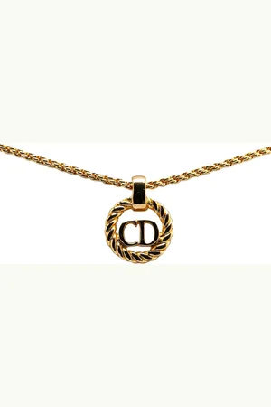 Dior Collar 20th Century Gold Plated CD Logo Round Pendant Necklace
